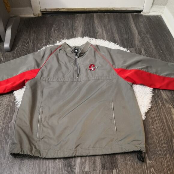 Champion Grey/Red Windbreaker Jacket L Gray/Red Activewear Athleisure Casual - Picture 3 of 12